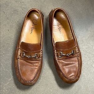 Cole Haan Men's Brown Leather Loafers with Metal Accent